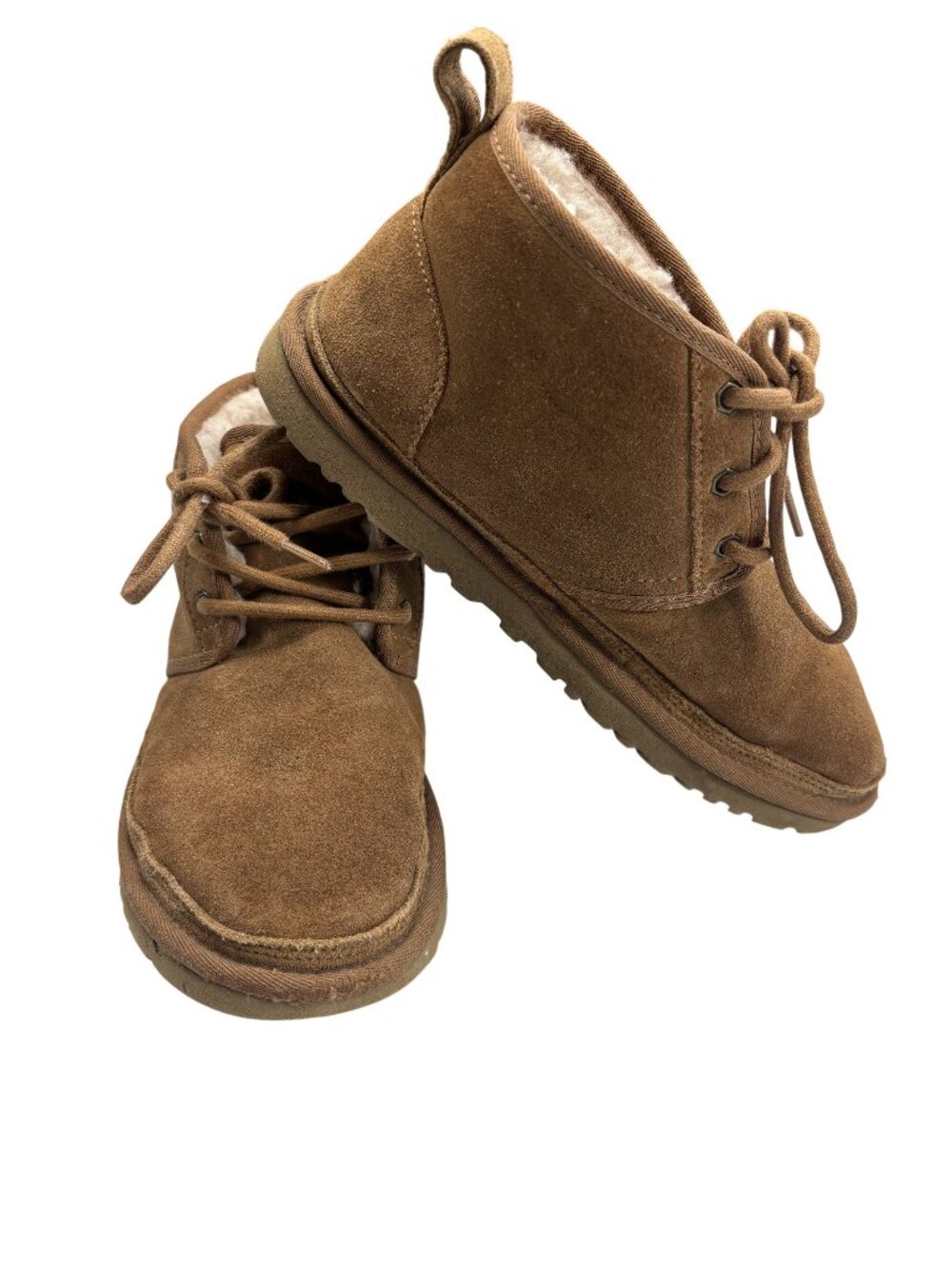 UGG Brown Suede Lace-Up Boots With Sheepskin Lining Mens Size 9 EU 40